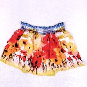Charlotte Russe Floral Smocked Waist Mini Skirt L Multicolor Boho Cottagecore